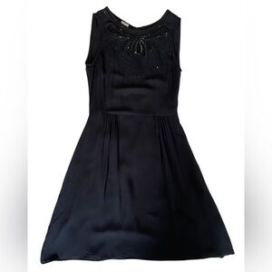 Armani Collezioni Silk Blend Little Black Dress LBD Beaded Sequin Crochet 6